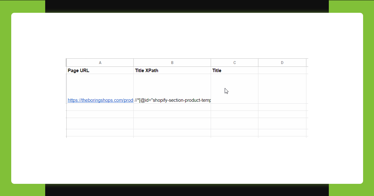 Cells for XPath_query and URL